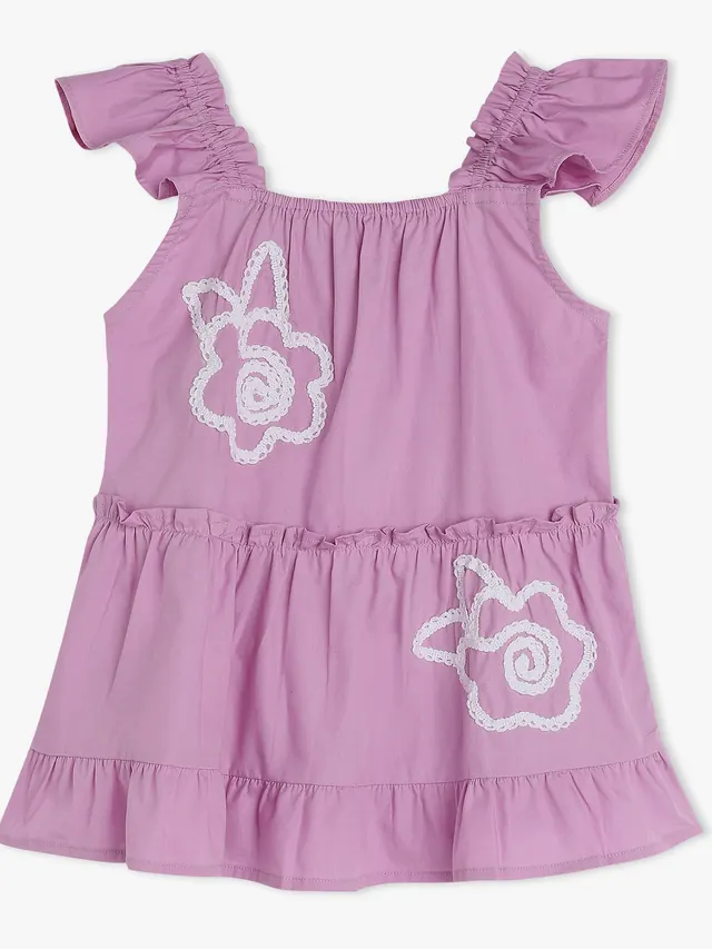 Girls Lace Pattern Woven Top