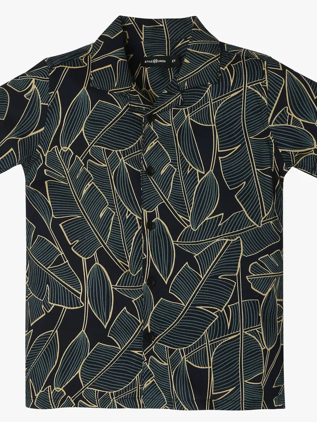 Boys Printed Cuban Half Sleeve Shirt