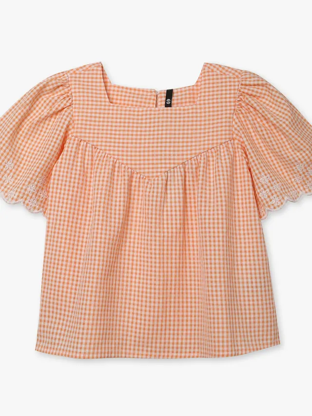 Girls Cotton Checkered Top