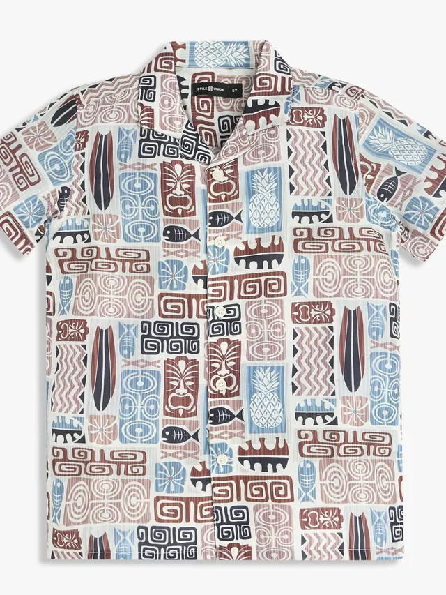 Boys Printed Cuban Half Sleeve Shirt