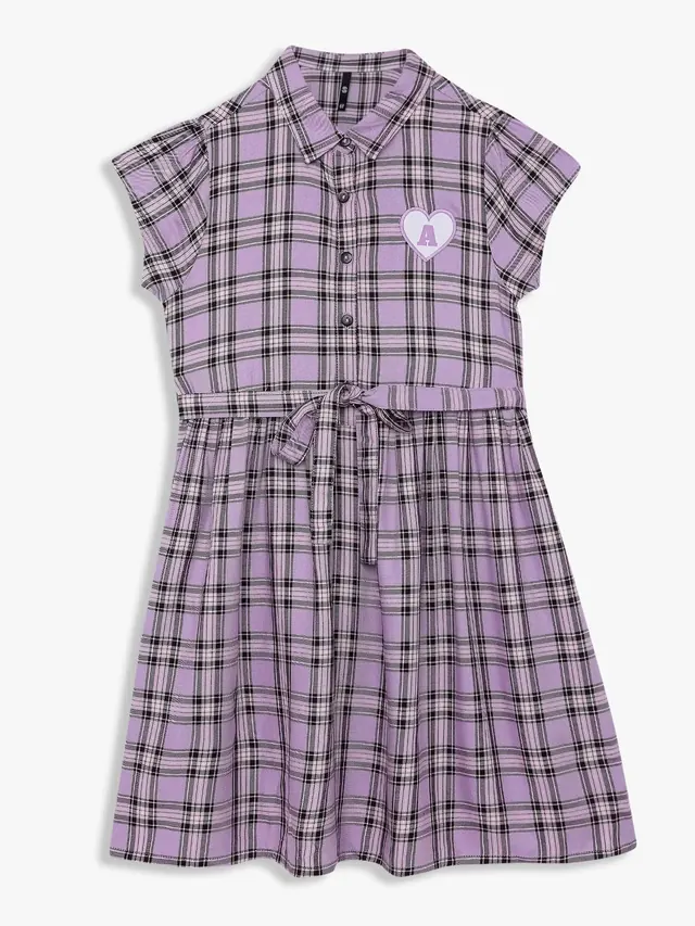 Girls Checkered Knee Length Frock