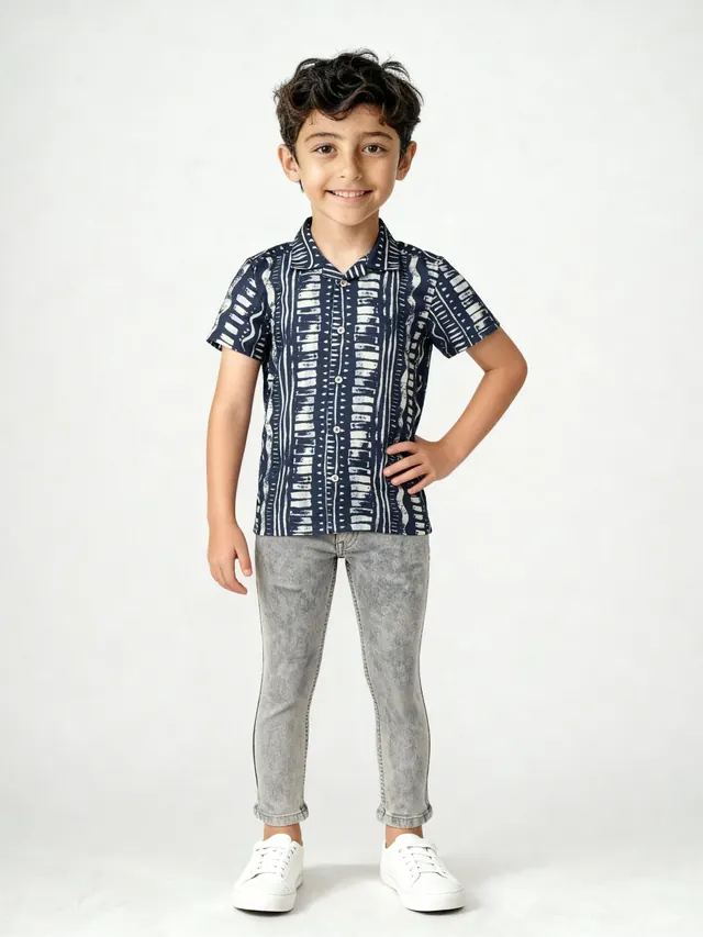 Boys Printed Cuban Shirt