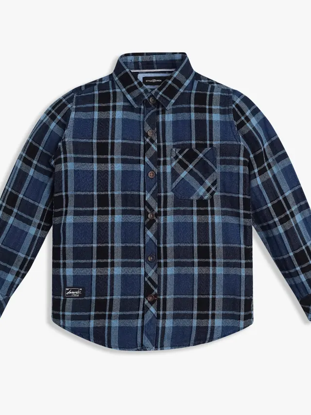 Boys Cotton Checkered Shirt