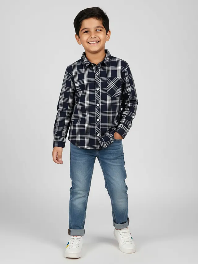 Boys Cotton Checkered Retreat Shirt