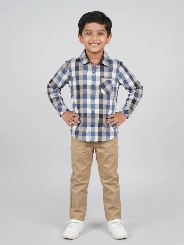 Boys Cotton Checkered Shirt