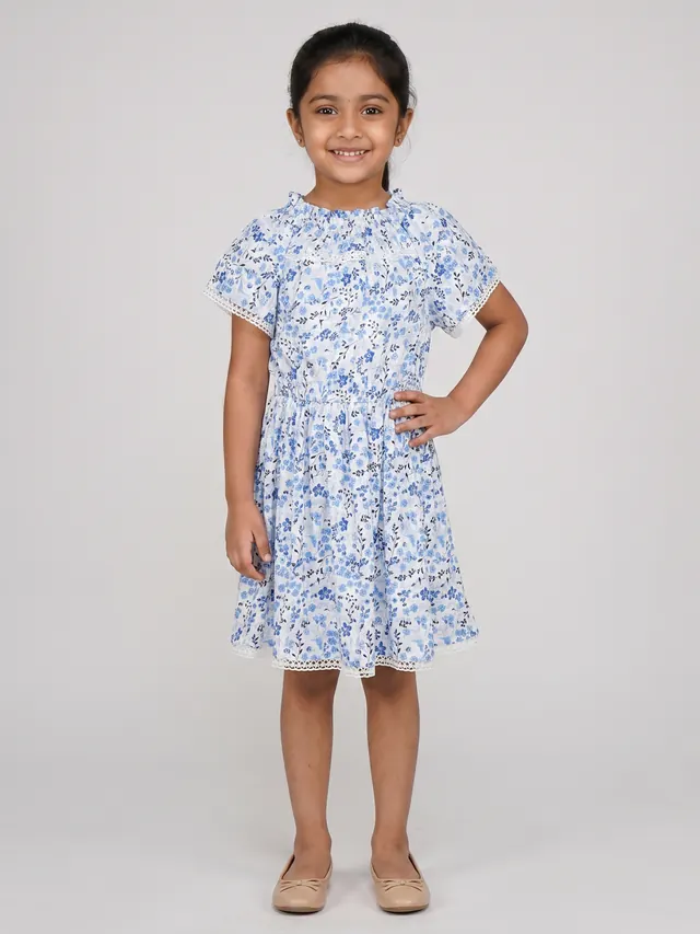 Girls Cotton Floral Printed Dress