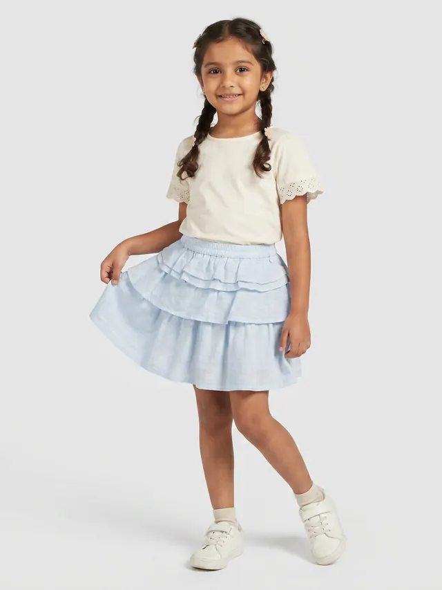 Girls Cotton Cute Layered Skirt